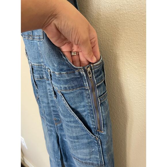 Madewell Skinny Overalls Raw Hem Denim Overalls Medium Blue Wash Size XS H5926 - Picture 3 of 11